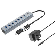 Conceptronic HUBBIES21GP Hub USB 3.2 Gen 1 Type-A 7 porte 5000 Mbit-s Plug and Play colore Grigio