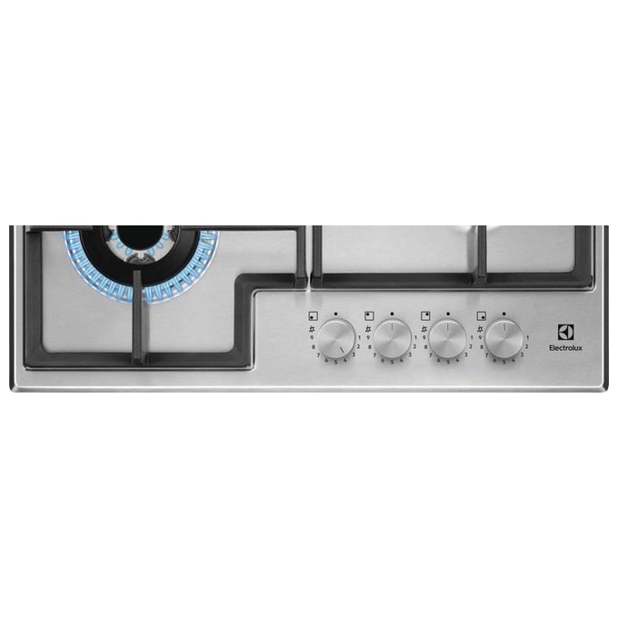 Electrolux EGS64362X Serie 300 Slim Line Piano cottura Gas 60 cm 4 Fuochi StepPower Powerful Burner Griglie Ghisa colore Acciaio Inox
