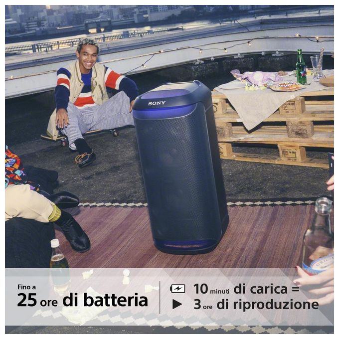 Sony SRSXV800B CEL Diffusore Portatile Wireless Party Suono 360° MEGA BASS TV Sound Booster Karaoke Luci Sincronizzate Batteria 25 Ore colore Nero