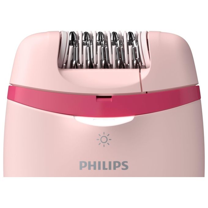 Philips BRE285-00 Satinelle Essential Epilatore Compatto con Filo Opti-light 2 velocita' 7 accessori colore Rosa