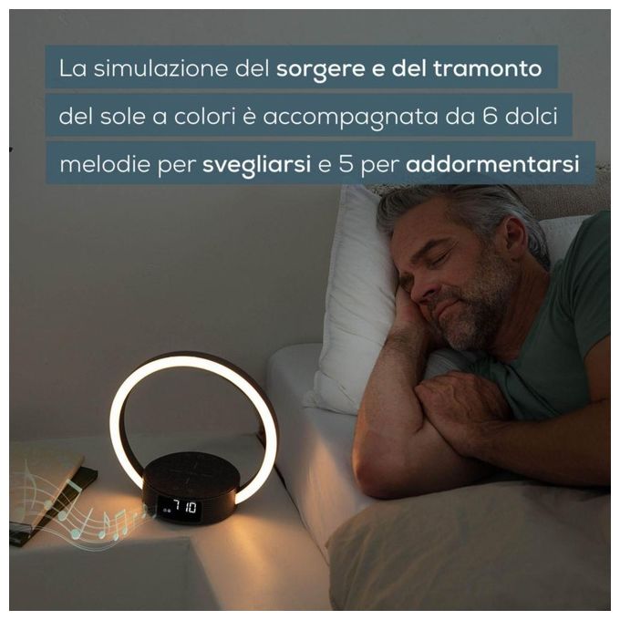 Beurer 10423 Luce sveglia WL 65 Wake up+Charge con simulazione alba e tramonto ricarica wireless 10 W Qi colore Grigio scuro