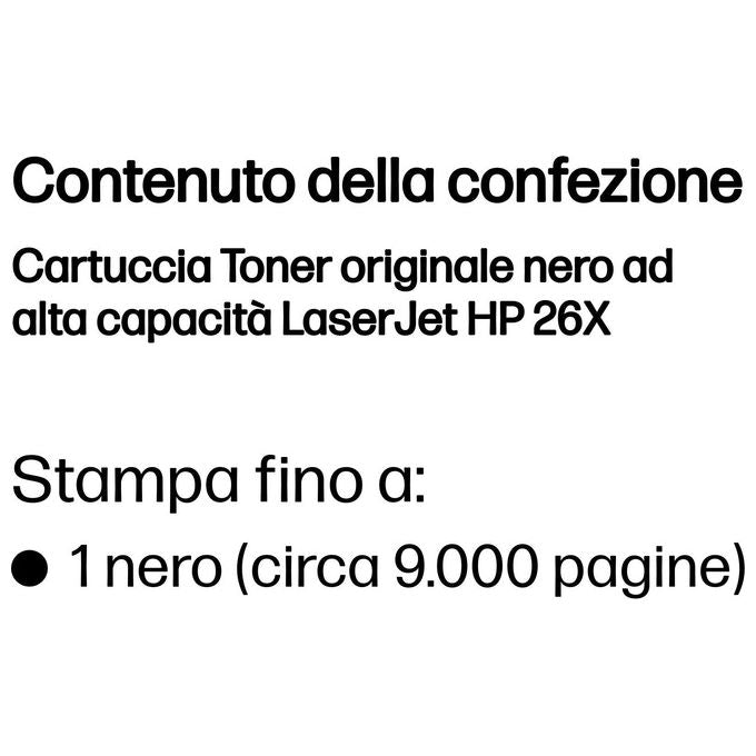 HP 26X Alta resa nero originale LaserJet cartuccia toner ( CF226X ) per LaserJet Pro M402d, M402dn, M402dw, M402n, MFP M426dw, MFP M426fdn, MFP M426fdw