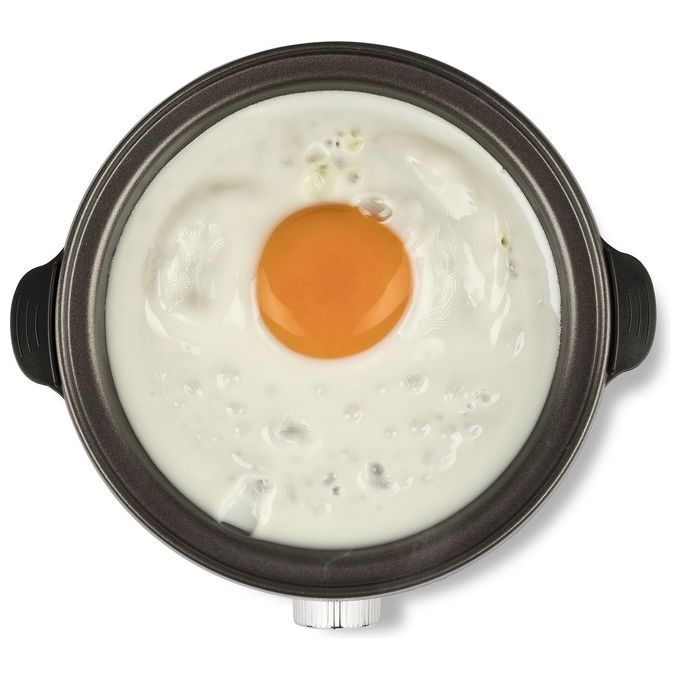 Girmi CU2500 Cuociuova a Vapore fino a 7 Uova 360W Cottura al Tegamino Piastra Antiaderente Corpo Inox colore Nero Acciaio Inox