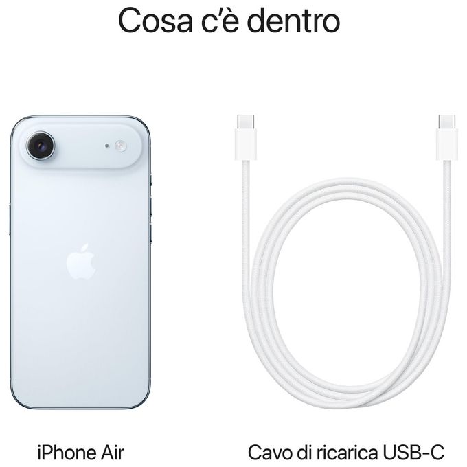 Apple MG2V4QL-A iPhone Air Smartphone 512 GB Display 6.5'' A19 Pro 48MP 5G eSIM colore Celeste