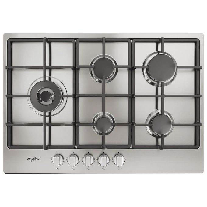 Whirlpool TGML 761 IX R Piano cottura a gas 73 cm 5 fuochi MultiLevel Flame griglie in ghisa colore Inox