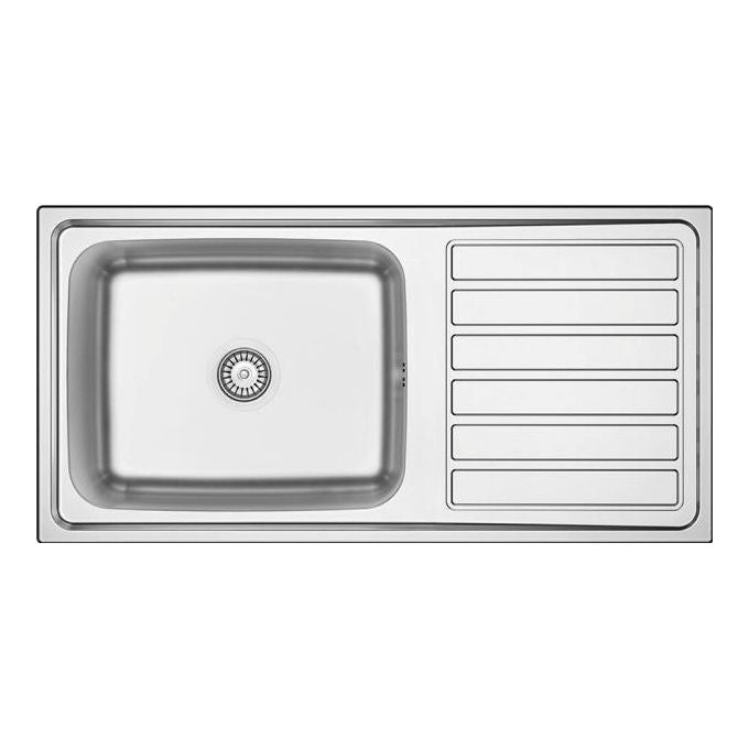 Apell ID1001IRBC Serie Idea Lavello da Incasso 1 Vasca con Gocciolatoio a Destra 100x50 cm Acciaio Inox Spazzolato colore Acciaio Inox