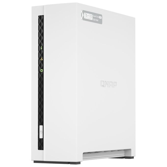 Qnap TS-133 NAS Tower 1 Bay ARM Quad Core 1.8 GHz 2 GB DDR4 RAM Gigabit LAN QTS 5.0 colore Bianco