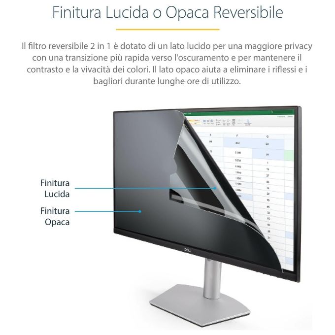 StarTech.com 23669-PRIVACY-SCREEN Filtro privacy per monitor 23.6'' 16:9 riduzione luce blu 51% trasmissione luce 60% angolo visione 30° colore Nero