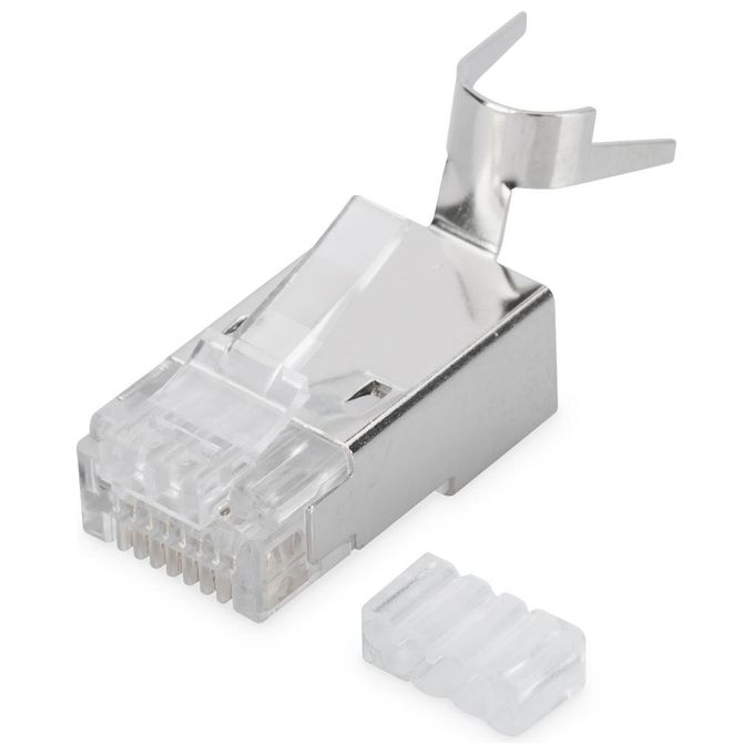 Digitus connettore plug 8 poli schermato cat.6a rj45 con inseritore per cavo rete flessibile