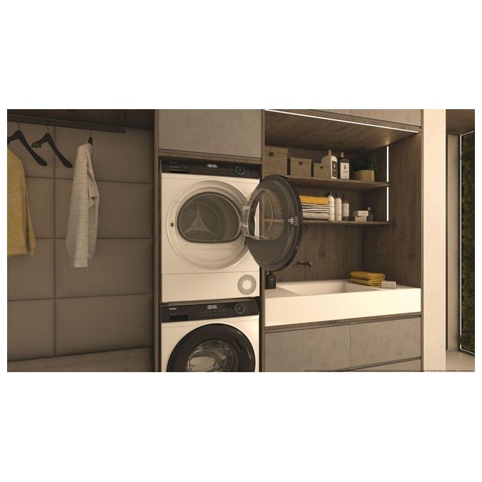 Haier HD90-A3939E-IT I-Pro Serie 3 Asciugatrice Pompa di Calore 9 Kg Classe C Inverter Wi-Fi I-Refresh (85x60x67 cm) colore Bianco