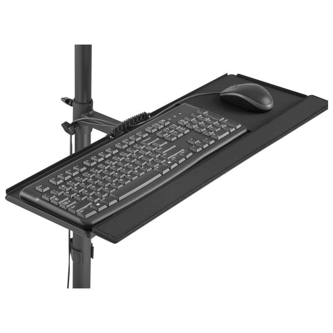 Equip 650171 Workstation Mobile per Monitor 17''-32'' con Vassoio Tastiera e Ruote Bloccabili colore Nero