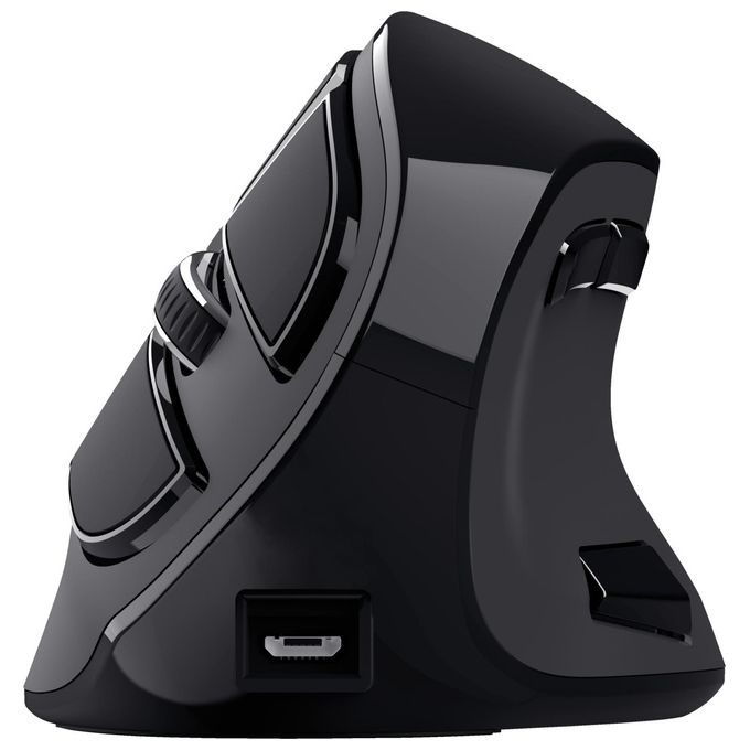 Trust 23731 Voxx Mouse Verticale Ergonomico Wireless RF Bluetooth 9 Tasti 2400 DPI Ricaricabile Display LED colore Nero
