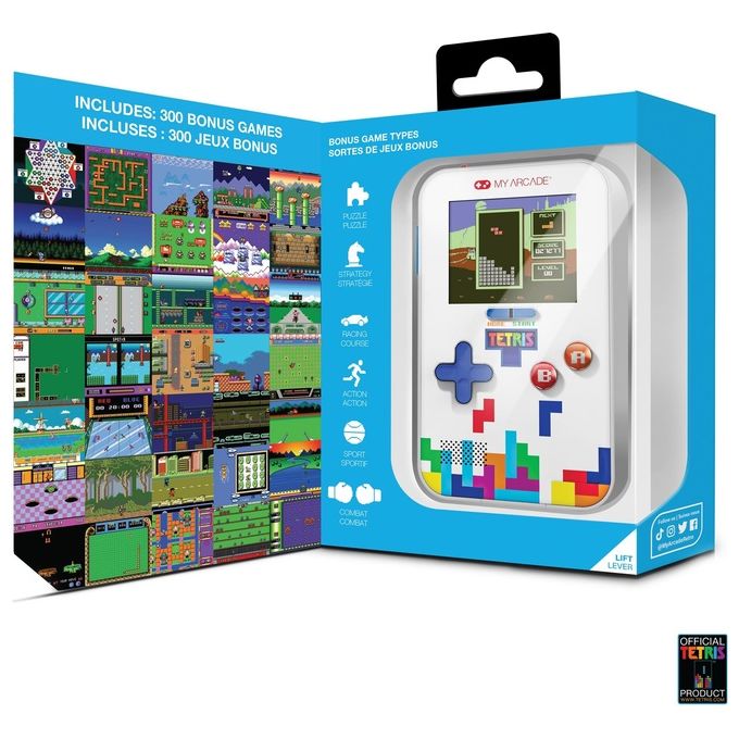 My Arcade DGUNL-7029 Tetris Go Gamer Console Portatile con Schermo 2.5 Pollici 301 Giochi Inclusi Alimentazione USB-C e Batterie AAA Colore Multicolore