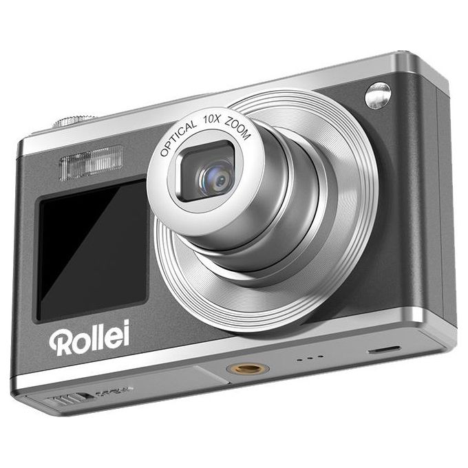 Rollei 10300 Compactline 10X Fotocamera Digitale Compatta 20MP Full HD Zoom Ottico 10x Doppio Display colore Nero Argento