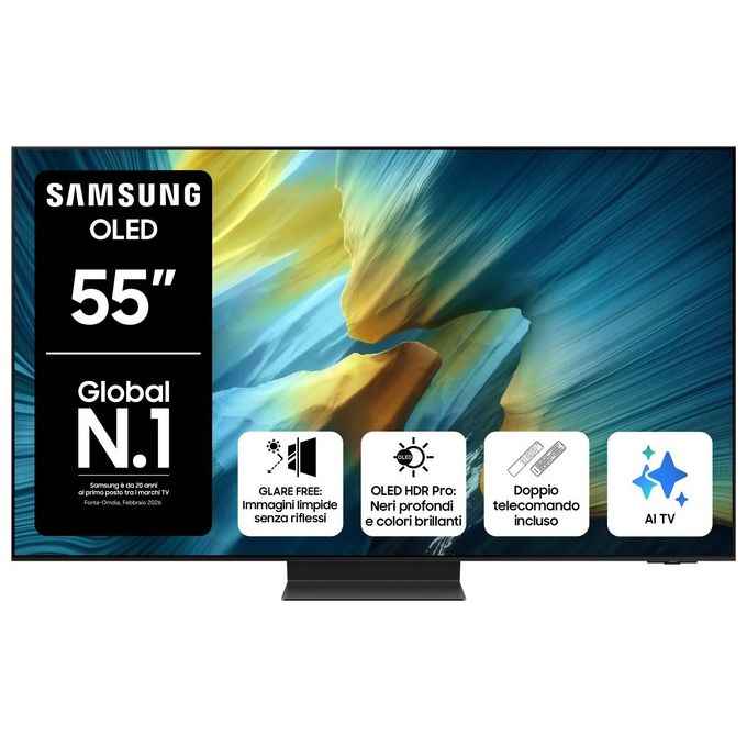 Samsung QE55S95FATXZT Serie 9 Smart TV OLED 4K 55'' NQ4 AI Gen3 Glare Free Dolby Atmos colore Nero