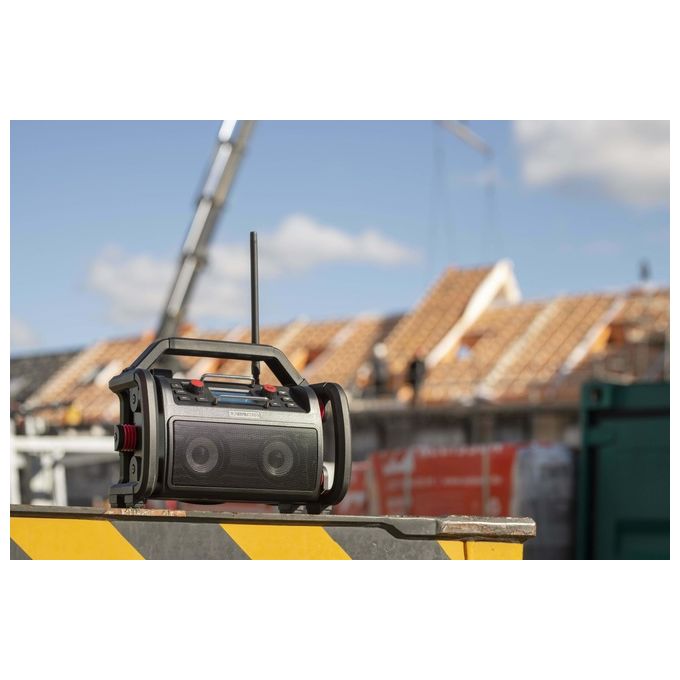 Perfectpro RP2 Rockpro Radio per Cantiere Digitale con Sintonizzatore DAB+ FM Potenza 30 W Batteria 4000 mAh Fino a 12 h IP65 colore Nero Rosso