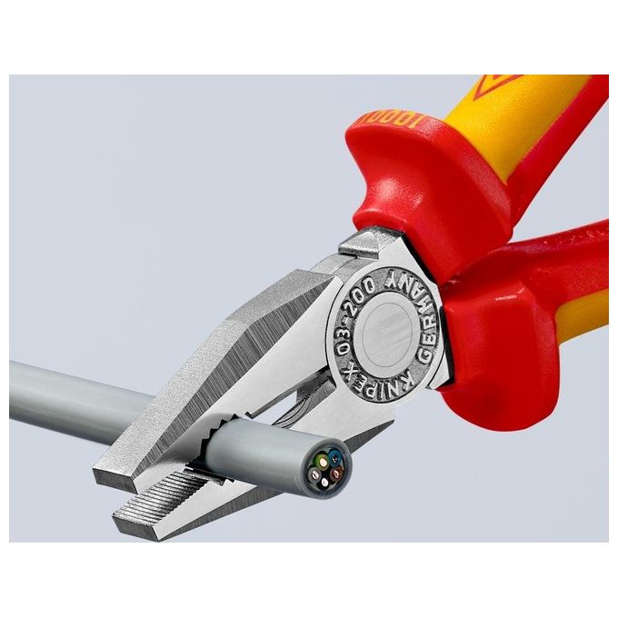 Knipex 03 06 200 Tenaglia Combinata Cromata Isolata VDE 200 mm manici bicomponente colore Cromo