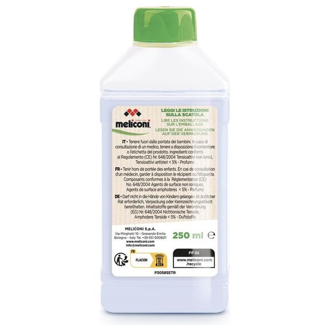 Meliconi Cura Lavatrice Liquido Eco 2 in 1 - Detergente liquido ecologico per lavatrici, 2 x 250 ml, igienizza e decalcifica, formula vegetale biodegradabile, flacone 100% riciclabile