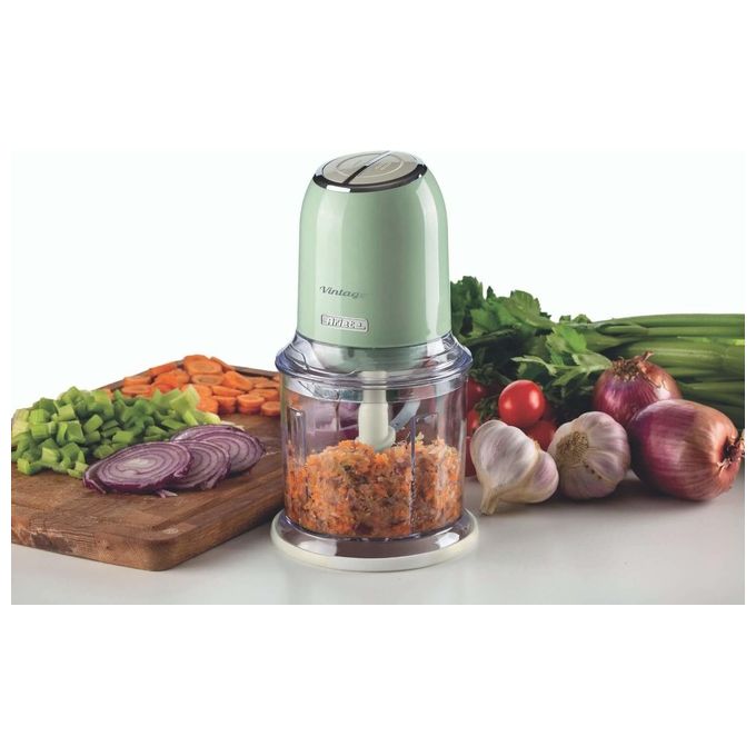 Ariete 0438 Vintage Tritatutto Chopper e Tritaghiaccio 2 velocita' 4 lame Acciaio Inox 600 ml 400 W colore Verde