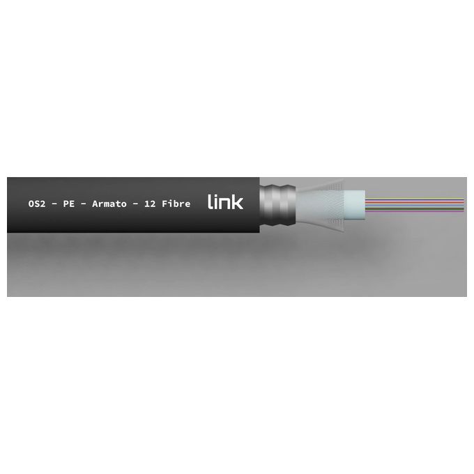 LINK cavo fibra ottica 12 fibre armato da esterno-interno antiroditore os2