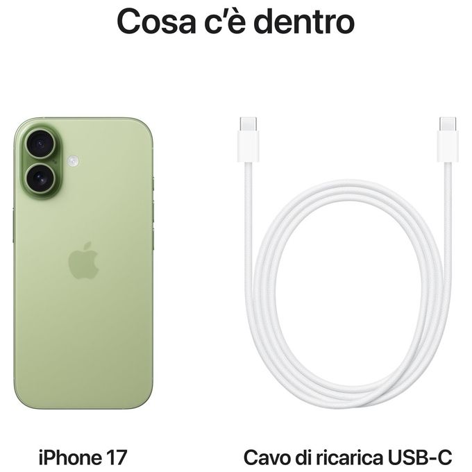 Apple MG6V4QL-A iPhone 17 Smartphone 512GB Display 6,3'' OLED ProMotion 120Hz Chip A19 Fotocamera 48MP colore Salvia