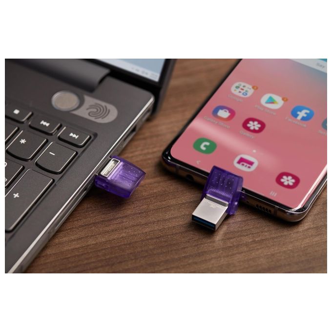 Kingston Technology DataTraveler microDuo 3C Chiavetta USB 256Gb Acciaio Inossidabile-Porpora