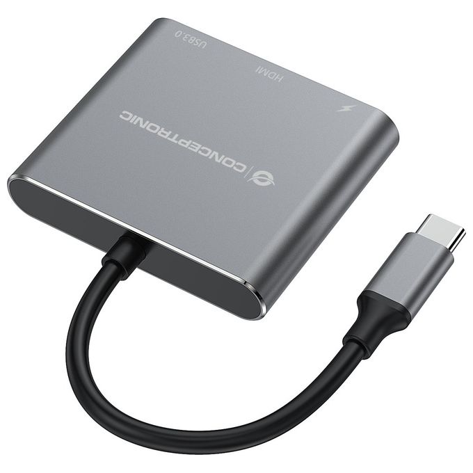 Conceptronic DONN18G Replicatore di Porte e Docking Station per Laptop Cablato Usb 3.2 Gen 1 Type-c Grigio