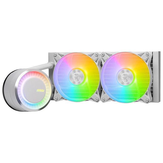 MSI MAG CORELIQUID E240 Dissipatore a Liquido AIO 240mm 2 Ventole ARGB 120mm Pompa 2 Camere Split-Flow AM5 AM4 LGA1700 colore Bianco