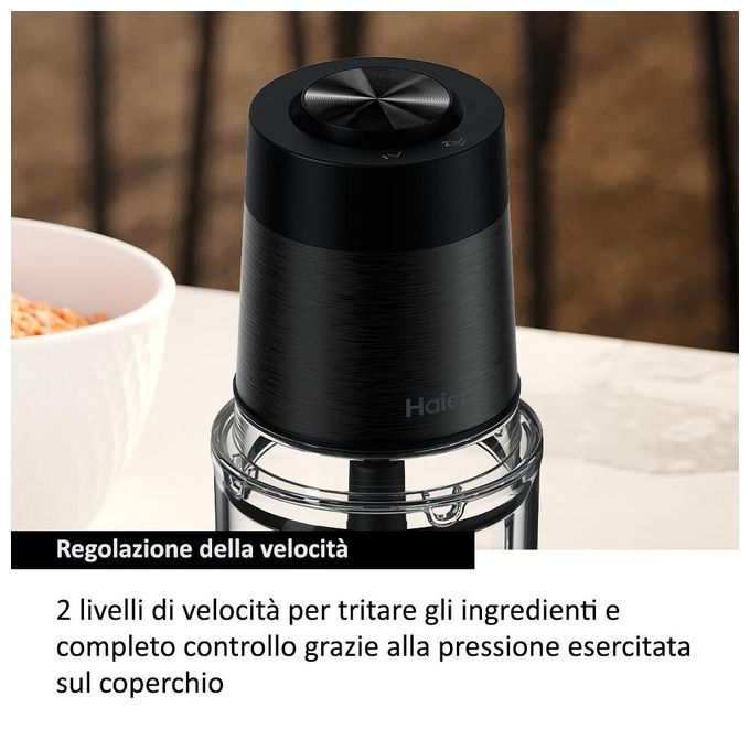 Haier HCH5B1011 I-Master Serie 5 Tritatutto Elettrico 550 W 0.5 L 4 Lame Inox 2 Velocita' colore Nero