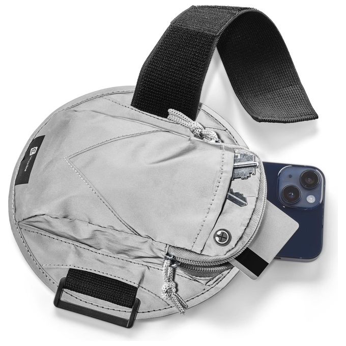 Cellularline ARMBANDPOCKET67D Armband Pocket Fascia da Braccio Sportiva Universale Doppia Tasca Sweat-proof Tessuto Catarifrangente colore Grigio