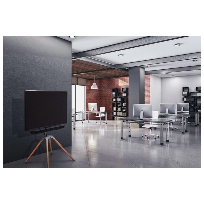 One For All WM7476 Supporto TV Quadpod Regolabile in Altezza Rotazione 360° per Schermi 32-70'' Fino a 35 Kg Compatibilita' VESA 200x100-400x400 mm con Supporto Soundbar Gestione Cavi colore Rovere Chiaro e Argento