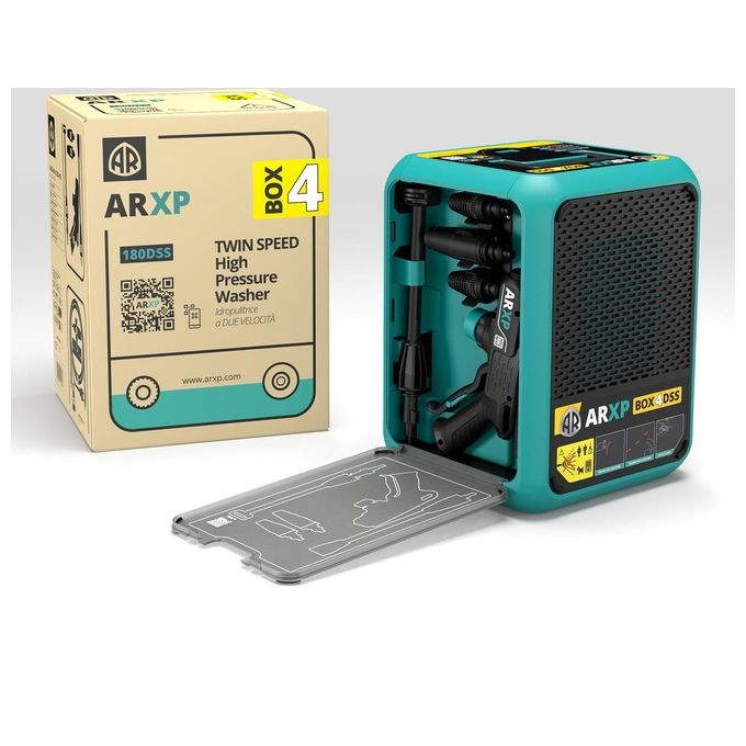Annovi Reverberi ARXP BOX4 180DSS Idropulitrice Elettrica Compatta 180 bar 500 l-h 2500 W con Dual Speed System colore Nero Verde