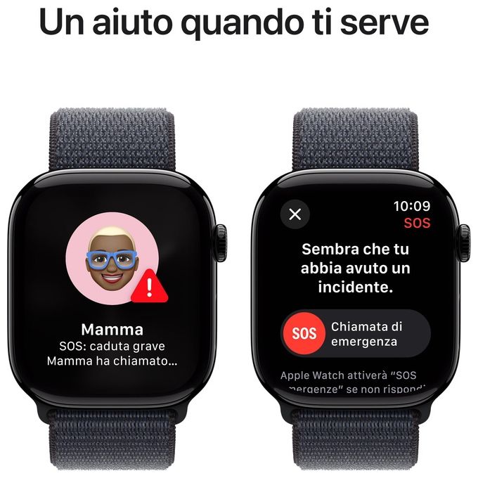 Apple MWWR3QL-A Apple Watch Series 10 Smartwatch GPS 46 mm Display Retina always-on Fitness tracker ECG Resistente all'acqua fino a 50 m Ricarica rapida 80% in 30 minuti colore Jet Black