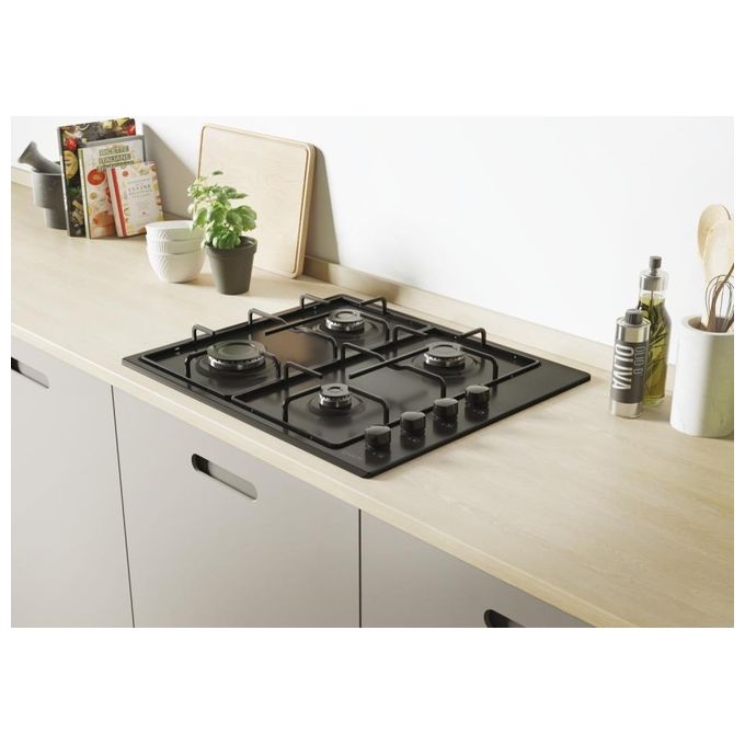 Candy CHW6LBB Piano Cottura a Gas 4 Zone 60 cm Nero per una Cottura Efficiente e Versatile