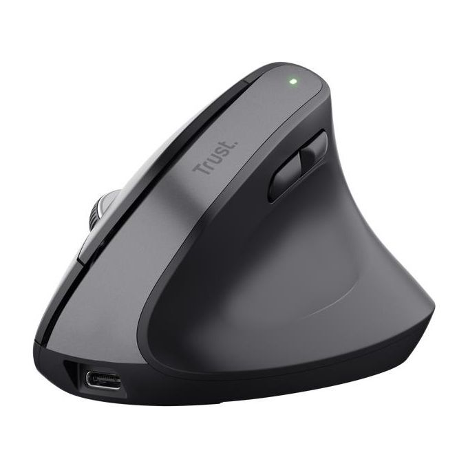 Trust 25146 Bayo+ Mouse Verticale Ergonomico Wireless RF 2.4 GHz Bluetooth Ottico 2400 DPI 6 Tasti Multidispositivo colore Nero