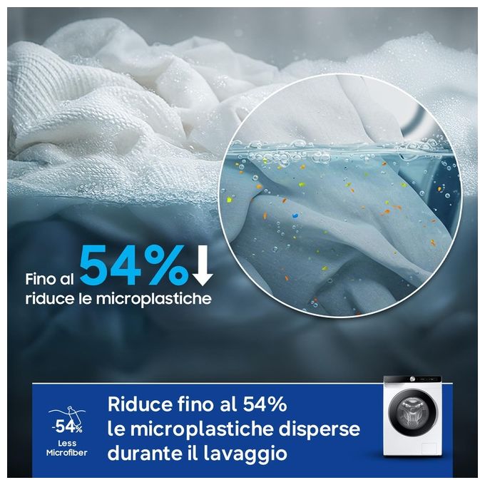 Samsung WW90DG6U85LKU3 AI Ecobubble Lavatrice Frontale 9 Kg 1400 rpm Classe A Wi-Fi Ecodosatore Vapore (85x60x55 cm) colore Bianco