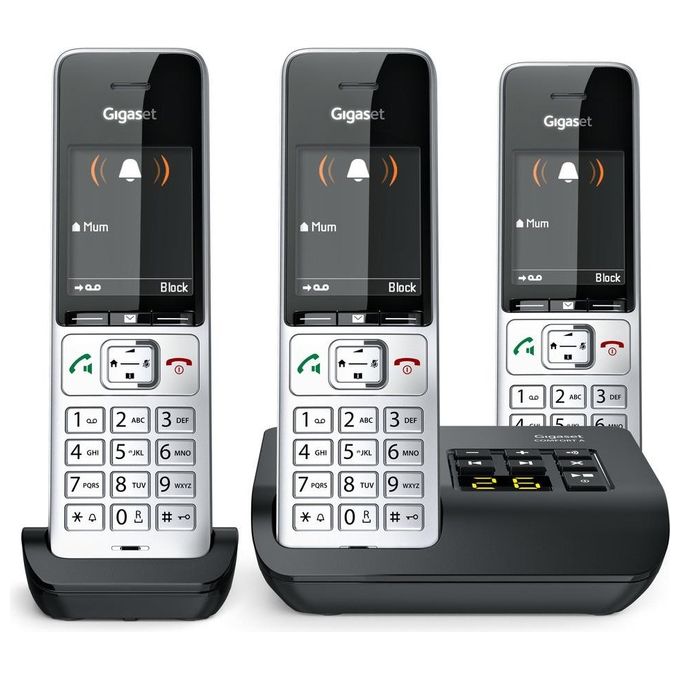 Gigaset COMFORT 500A TRIO Telefono Cordless DECT GAP Segreteria Telefonica Vivavoce Rubrica 200 voci Display 2.2'' colore Nero Argento