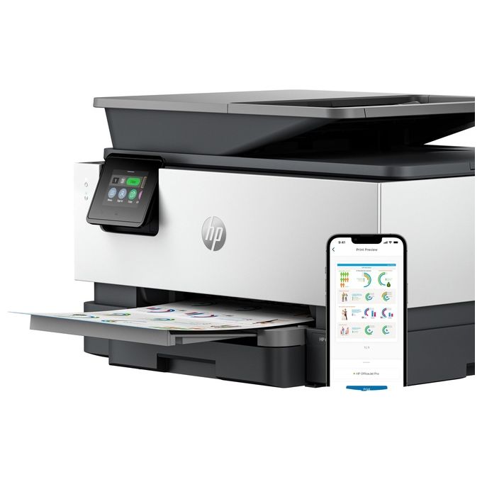 HP 4V2N0B OfficeJet Pro 9120b Stampante Multifunzione a Getto d'Inchiostro Colore con Stampa Fronte-Retro Automatica Wi-Fi Bluetooth ADF 4 Cartucce Risoluzione 4800x1200 DPI Schermo Touch 2.7'' colore Grigio