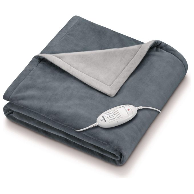 Beurer 42106 HD 75 Coperta Elettrica 100W 6 Livelli di Temperatura Spegnimento Automatico Lavabile Tessuto Felpato colore Grigio Scuro