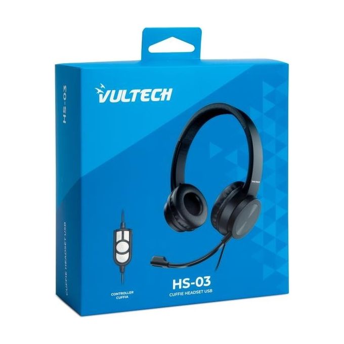 VulTech Cuffie con Microfono con Archetto Regolabile con Filo Usb