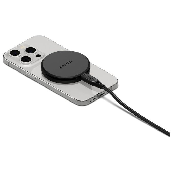Cygnett CY5061CCRGP ChargePuck Caricabatterie Wireless Qi2 15W USB-C Ricarica Rapida Magnetica colore Nero