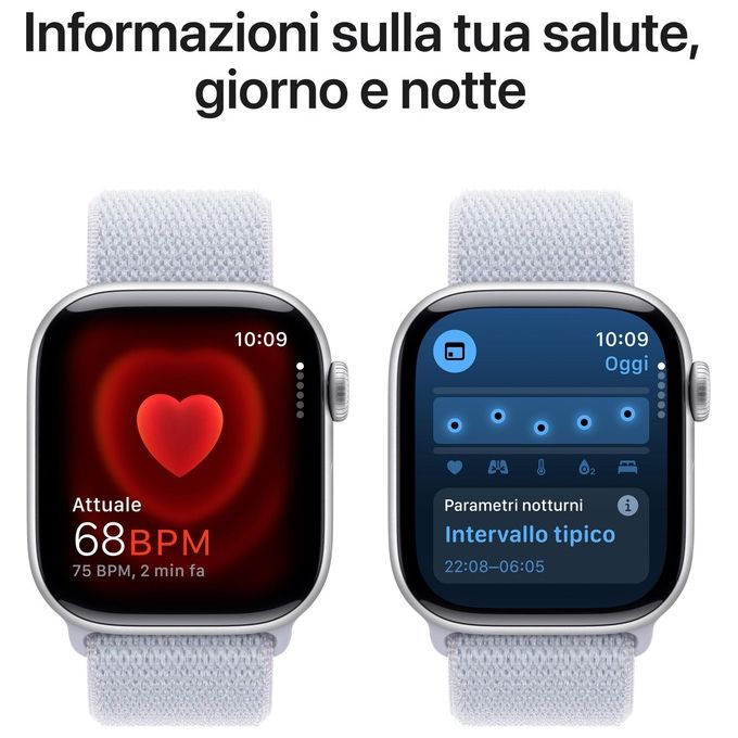 Apple MWX53QL-A Apple Watch Series 10 Smartwatch 42 mm GPS + Cellular con Cinturino Sport Loop colore Nuvola Azzurra