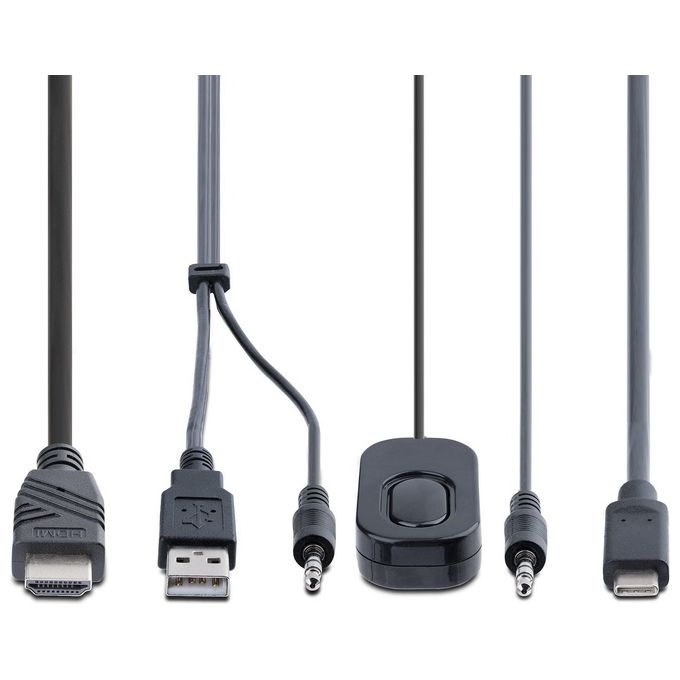 StarTech C2-H46-UAC-CBL-KVM Switch KVM compatto con cavi integrati USB-C e HDMI a 2 porte 4K 60Hz colore Nero