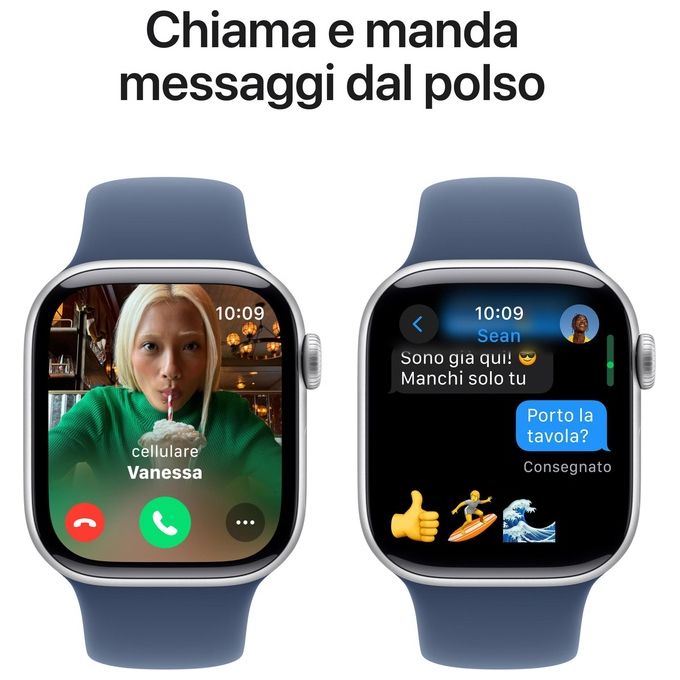 Apple Watch Series 10 GPS 42mm, Cassa Alluminio Argento, Sport Loop Denim