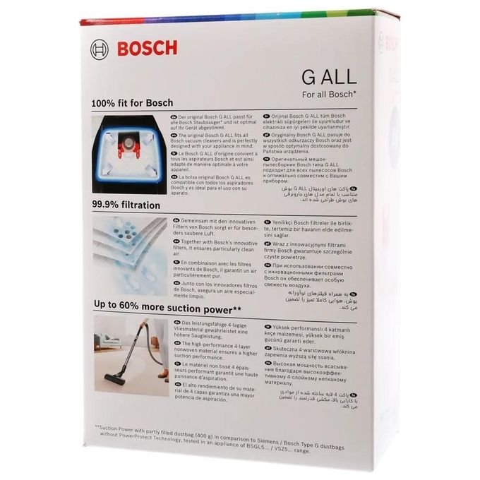 Siemens Sacchetti Aspirapolvere Cilindro Bianco 4pz Compatibili Bosch