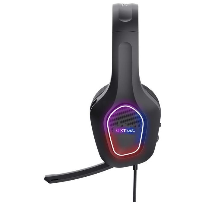 Trust GXT416 Zirox Cuffie Gaming Cablate Jack 3,5mm con USB per LED Driver 50mm Microfono Retrattile Controllo Volume On-Ear colore Nero