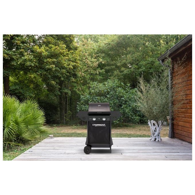 Campingaz 2190532 Xpert 100 L Plus Rocky Barbecue a Gas 2 Bruciatori 7,1 kW Pietra Lavica Coperchio con Termometro colore Nero
