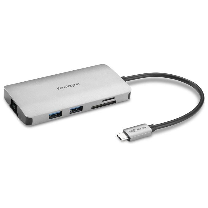 Kensington K33820WW UH1400P Hub USB-C 8 in 1 Portatile 4K 60Hz Power Delivery 85W Ethernet SD microSD colore Nero