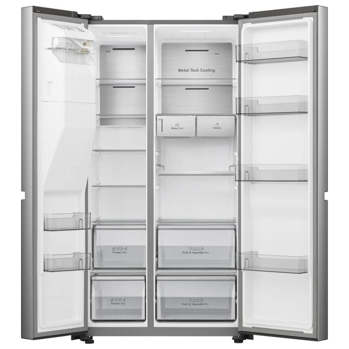 Hisense RS818N4TIE Frigorifero Side by Side 632 L 179 cm Classe E 38 dB Total No Frost WiFi Dispenser Acqua e Ghiaccio colore Acciaio Inox