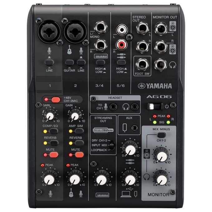 Yamaha AG06MK2 AG Series Mixer 6 Canali Interfaccia Audio USB Live Streaming DSP 24bit 192kHz colore Nero